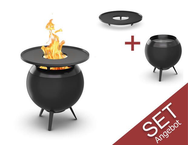 Moon 45 all black Plancha-Grillset niedrig