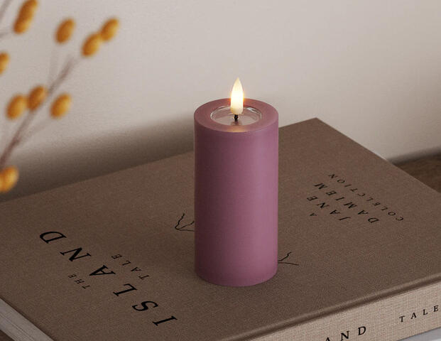 Stumpenkerze LED Light Purple