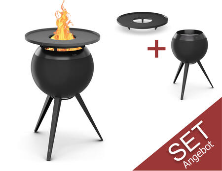 Moon 45 all black Plancha-Grillset hoch